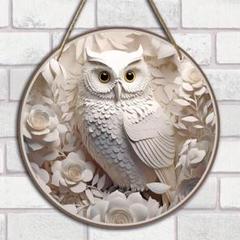 匿名発送】木工品壁掛けフクロウ木製レリーフ一枚板