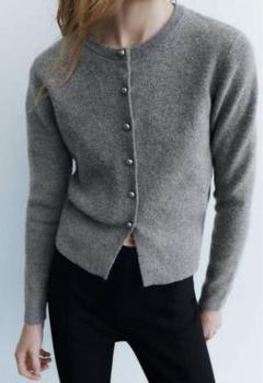 ZARA ベーシックカーディガン グレー S