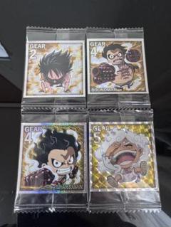 ONE PIECE ルフィ ギア2〜5 ビックリマン風シール 4枚セット 未開封