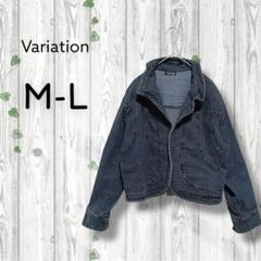 Variation　デニムテーラードジャケット　フックボタン　ストレッチ　紺