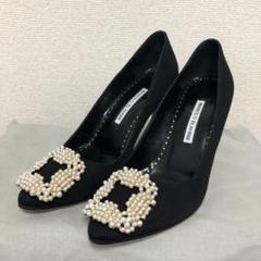 マノロブラニク パンプス ハンギシ パール キャンバス 36 デニム マノロブラニク パンプス ハンギシ パール キャンバス 36 デニム