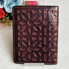 ✨最終価格✨genten ゲンテン カットワーク パスケース ブラウン レザー