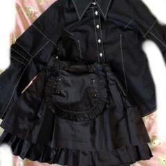 美品ピースナウPIECENOW黒色メイド風フリルミニスカートゴスロリゴシック原宿