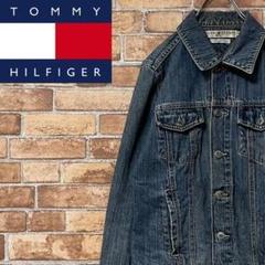トミーヒルフィガー　デニムジャケット　Gジャン　刺繍ロゴ　ドーナツボタン　M