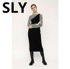 病院★SLY スライ　アシメントリーニットロングワンピース　ブラック　黒