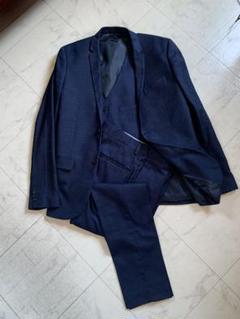 【美品】H＆M 3ピース セットアップスーツ センターベント 総裏 ネイビー L 美品】H＆M 3ピースセットアップスーツセンター ベント 総裏