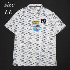 新品フィラ ゴルフ メッシュ調 総柄 ポロシャツ 遮熱 接触冷感 ホワイト LL