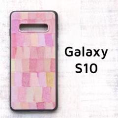 Galaxy S10 カバー ピンク ペイント風