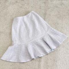 アベニールエトワール　コットン混ヘムフレスカート　膝丈　サックス　サイズ34