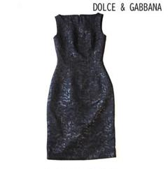 【美品】DOLCE & GABBANA 膝丈ワンピース レオパード グレー 38 美品】DOLCE & GABBANA 膝丈ワンピース レオパード グレー 38