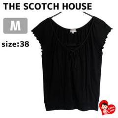 ザスコッチハウス Tシャツ カットソー Mサイズ ブラック リボンノースリーブ