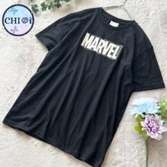マーベル ꕤ 半袖Tシャツ フロントロゴ プリントロゴ 黒 Lサイズ 着回し