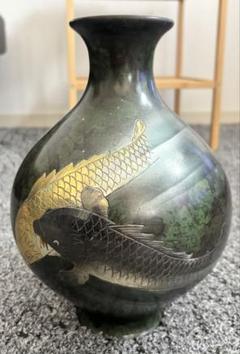 5245⑧銅器　花瓶　鯉　茶道具 5245⑧銅器 花瓶 鯉 茶道具 - メルカリ