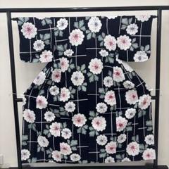 kk280 大人浴衣 花柄 藍染 浴衣 綿