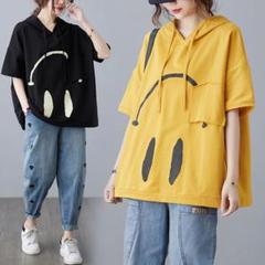 フード付き Tシャツ 春夏新作 プリント ゆったり カジュアル 着心地いい