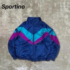80s90sSportinoナイロンジャケットネイビー紺グランジ短丈古着XL