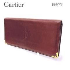 カルティエ Cartier エンジ 2つ折り 長財布