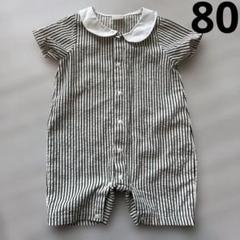ストライプロンパース♡80 ベビー ベビー服 ロンパース 半袖