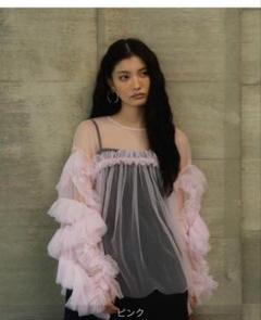 大人気⭐︎ANDRESDアンドレスド　ニアナ　チャコール　チュールフリルブラウス decorative tulle tops | ANDRESD