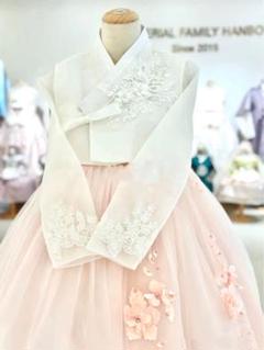 チマチョゴリ韓服レース　アイボリー花　3点セット チマチョゴリ韓服レースアイボリー花3点セット
