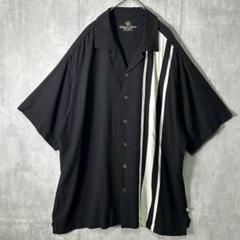 高級 シルク オープンカラー シャツ アシンメトリー 黒 木ボタン