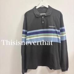 thisisneverthatニットポロシャツボーダーアースカラー刺繍ロゴ thisisneverthatニットポロシャツボーダーアースカラー刺繍ロゴ