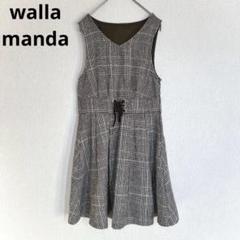 【wallamanda】ノースリーブワンピース 膝丈 カジュアル 大人可愛い