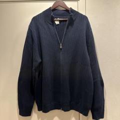 ブルックスブラザース　ジップアップ　ニットカーディガン　紺色　日本Ｍサイズ ブルックスブラザーズ カーディガン 紺色 Vネック ボタンアップ