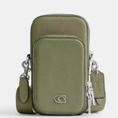新品同様 COACH コーチ ショルダーバッグ レザー グリーン ロゴ 現行完売