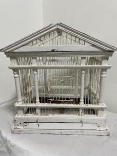 アンティーク木製 鳥かご パルテノン神殿　シャビーインテリア　ブロカント アンティーク木製 鳥かご パルテノン神殿 シャビーインテリア