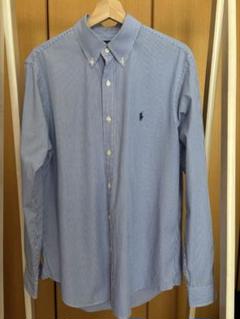 Ralph Lauren 青ストライプ 長袖シャツ M