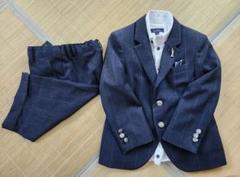 イーストボーイ　男の子スーツ　5点セット　入学式　ネイビー　チェック　110cm イーストボーイ 男の子スーツ 4点セット 入学式 ネイビー