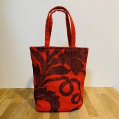 54. ハンドメイド バッグ 帯 リメイク 赤 花柄