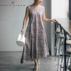 大草直子×martinique/両A面アシンメトリーチェックドレス　洗える
