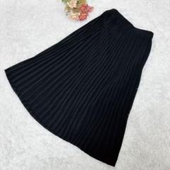 ★ヴィンテージ★プリーツロングスカート【XL】大きいサイズ 裏地付き ブラック