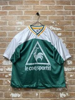 90s ルコック　ゲームシャツ　lecoqsportif Tシャツ　緑　古着
