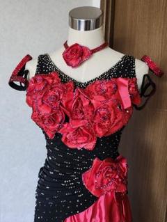 社交ダンス ラテンドレス タカダンス 美品 レッド✕ブラック バラ 社交ダンス ラテンドレス タカダンス 美品 レッド✕ブラック バラ
