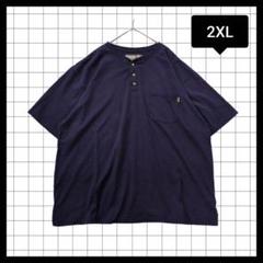輸入古着　walls　ワークウェア　ヘンリーネック　半袖Tシャツ　NAVY　紺
