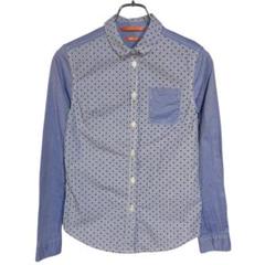 EASTERN CAMEL シャツ 長袖 ブルー カジュアル ドット 水玉 Ｍ