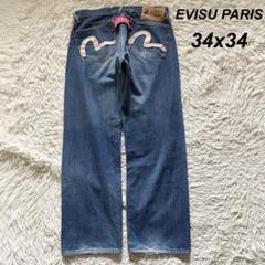 EVISU PARIS 1467 ワイドストレートデニムパンツ 刺繍カモメ