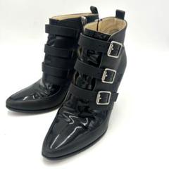 JIMMY CHOO ジミーチュウ ショートブーツ レザー ブラック 24cm