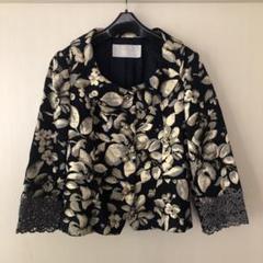 美品、豪華❤️M 上着、黒地にゴールド系の花柄、お洒落な襟元、キラキラボタン✨