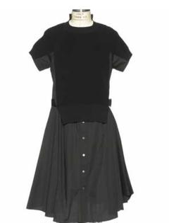 【美品】sacai（サカイ）コンビネーション ブラックベルテッドワンピース