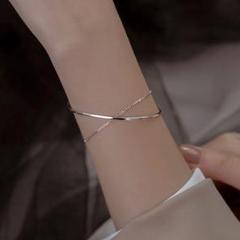 シンプル♡　シルバー　二重　ブレスレット　アクセサリー　レディース　高級感