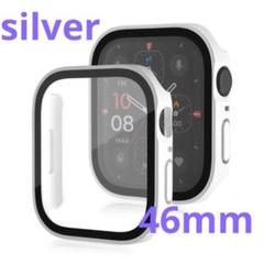 AppleWatch10 46mm シルバー 保護カバー 強化ガラス 防水 保護