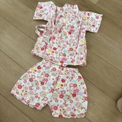 90サイズ ベビー 花柄甚平 セットアップ 女の子