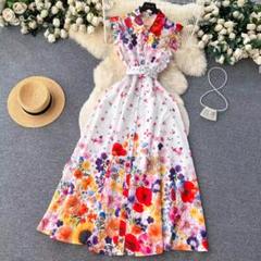 ワンピース　半袖　レディース　ドレス　レース　ロング　パーティー　花柄