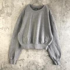 Y3221古着　トレーナー　スウェット　グレー　無地　90s Y2K