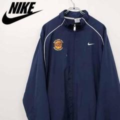 【古着】ナイキ NIKE 刺繍ロゴ チーム ナイロンジャケット ネイビー XL