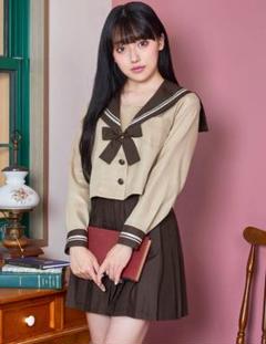 コスプレ 制服 セーラー服 オルチャンセーラー　ブラウン　クリアストーンのサムネイル